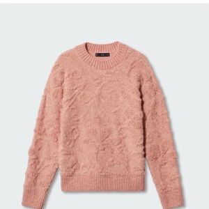 Mango Blush Textured Crew Neck Sweater